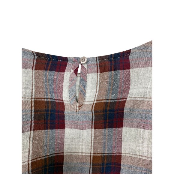 Capsule Plus Ruffle Plaid Blouse Burgundy Navy Cottagecore Prairie Chic 24 - Picture 8 of 14